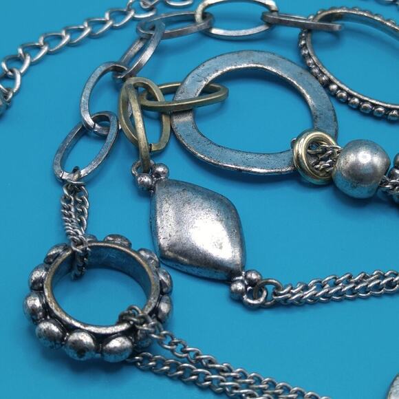 Chico's Distressed Silver Gold Tone Long Necklace, 42" Necklace or Belt - Picture 7 of 8